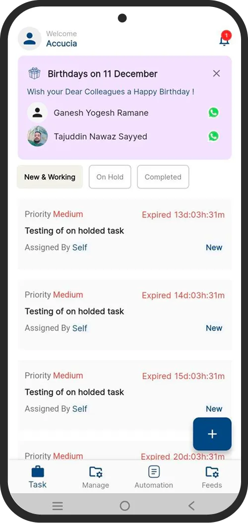 EROS Task Management App Screenshot 1