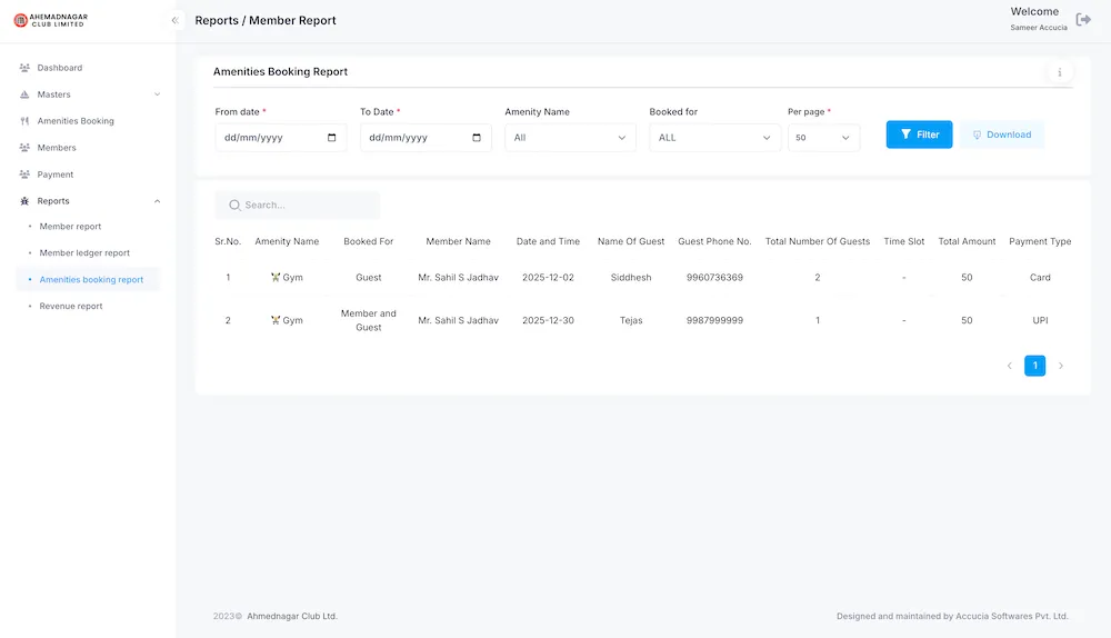 Financial Reports Dashboard