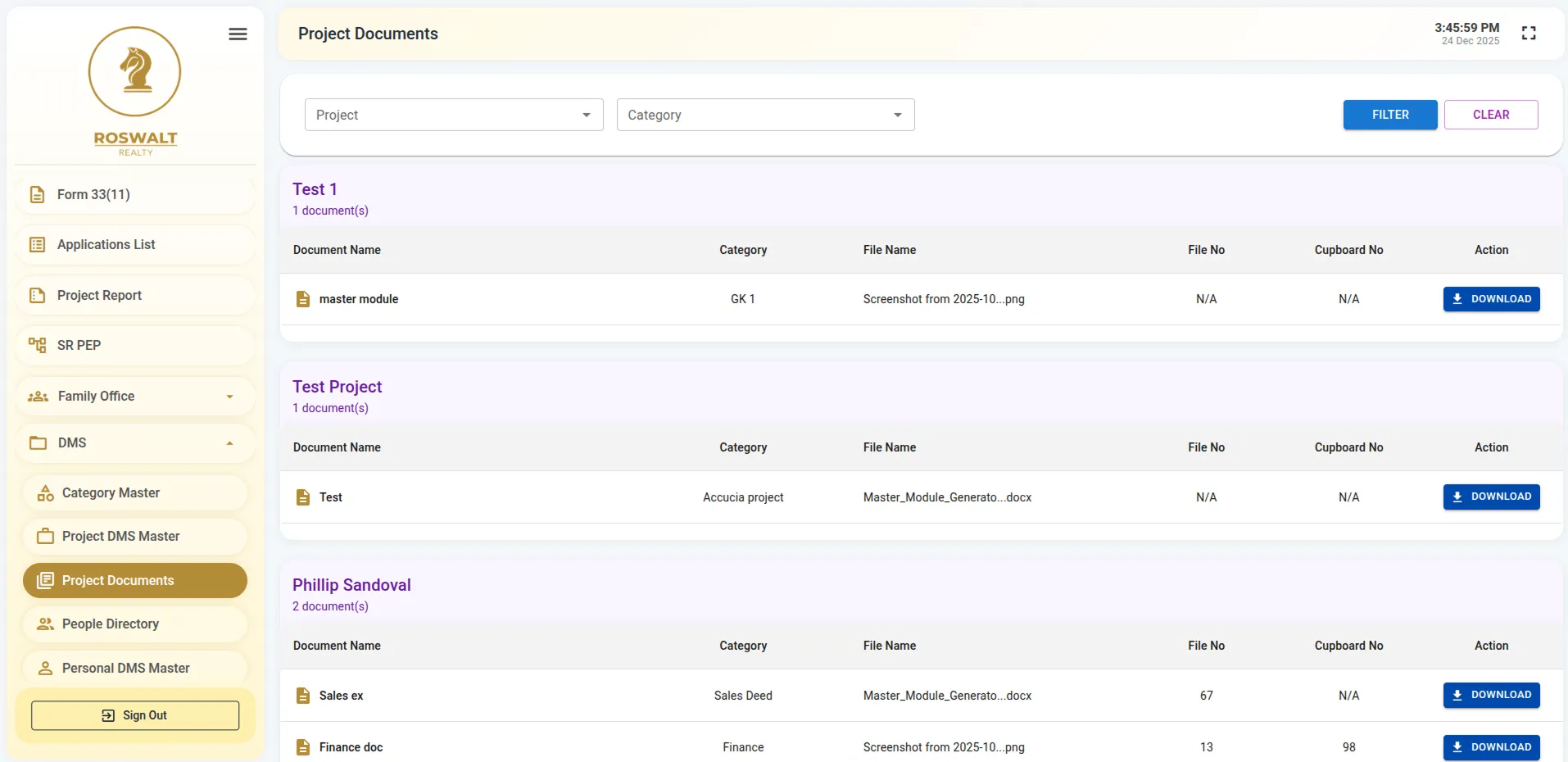 Roswalt ERP Dashboard